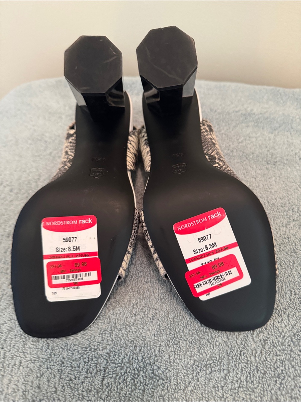 Donald J. Pliner Black & White Snake-Print Slingback Heels - Picture 4 of 4